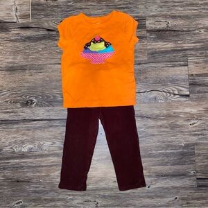 Ice Cream Shirt & Brown Leggings Birthday Outfit Set